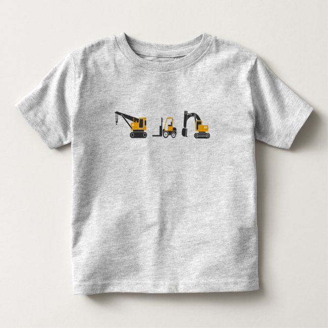 T-shirt Pour Les Tous Petits Cute Kids Équipement Lourd Machines de constructio (Devant)