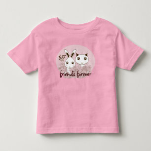 T-shirt Pour Les Tous Petits Cute Kitten Bunny Animal Meilleurs Amis Rose Girl