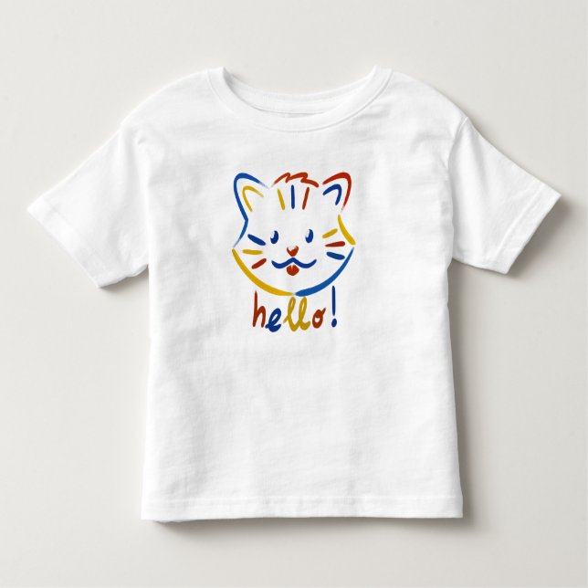 T-shirt Pour Les Tous Petits Cute kitty says hello! (Devant)