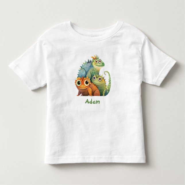 T-shirt Pour Les Tous Petits Cute Lizard Fête d'anniversaire personnalisée Favo (Devant)
