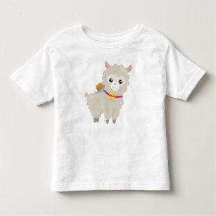 T-shirt Pour Les Tous Petits Cute Llama, Alpaca, Petite Llama, Llama Avec Casqu