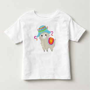 T-shirt Pour Les Tous Petits Cute Llama, Little Llama, Alpaca, Llama Avec Casqu