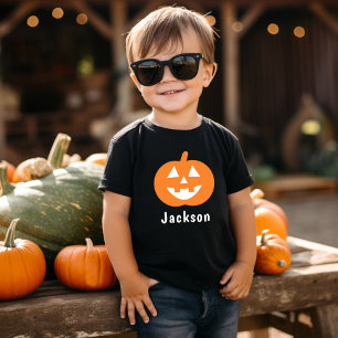 T-shirt Pour Les Tous Petits Cute Orange Pumpkin Custom Name Halloween