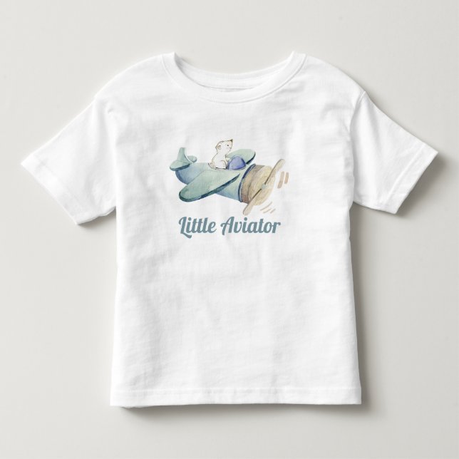 T-shirt Pour Les Tous Petits Cute Petit Aviateur Ours Volant Avion (Devant)