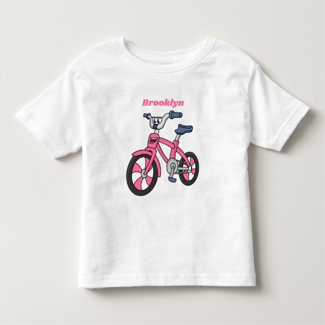 T-shirt Pour Les Tous Petits Cute pink kids bicycle cartoon illustration (Devant)