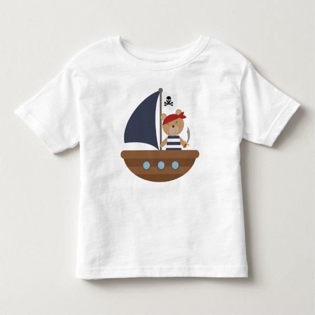 T-shirt Pour Les Tous Petits Cute Pirate Ours Pirates Bateau (Devant)