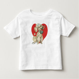 T-shirt Pour Les Tous Petits Cute Poodé Victorien Avec Rose Et Coeur Rouge