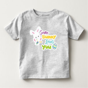 T-SHIRT POUR LES TOUS PETITS CUTE QUELQUES BUNNY T'AIME AVEC DES OEUFS DE PÂQUE