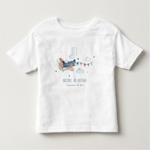 T-shirt Pour Les Tous Petits Cute rouille Marine Avion Nuage Étoiles Ciel Anniv
