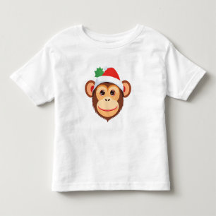 T-shirt Pour Les Tous Petits Cute Singe face Safari Père Noël Costume de Noël
