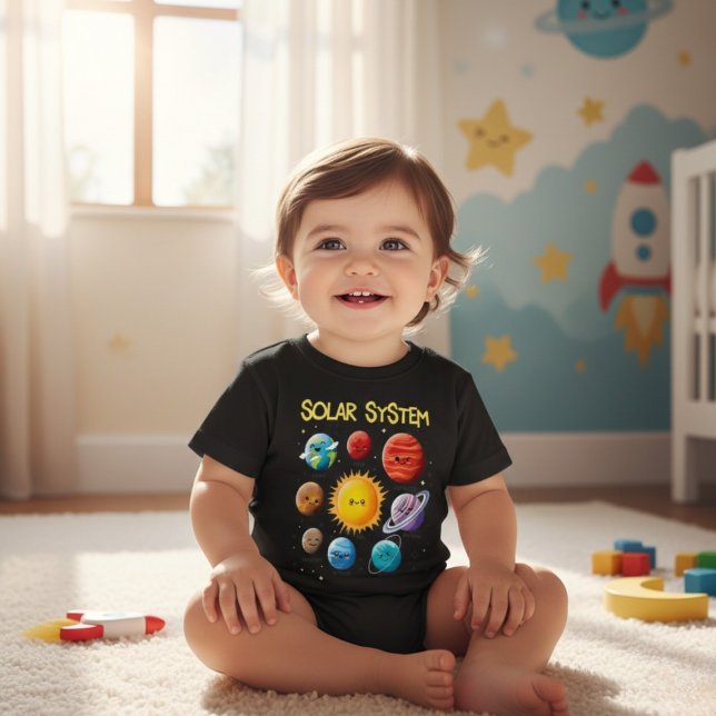 T-shirt Pour Les Tous Petits Cute Solar System Cartoon Planets (Créateur téléchargé)