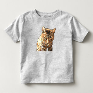 T-shirt Pour Les Tous Petits Cute Tabby Chat Noir Plan Art