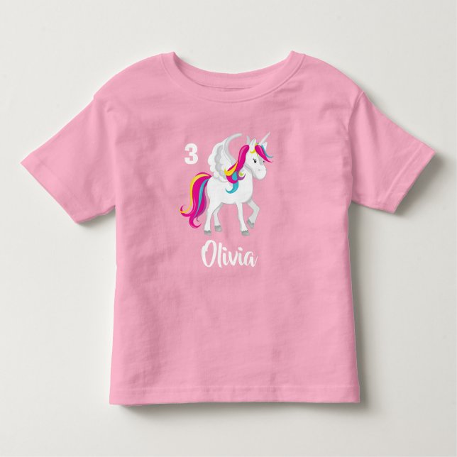 T-shirt Pour Les Tous Petits Cute Unicorn Anniversaire Personnalisé rose (Devant)