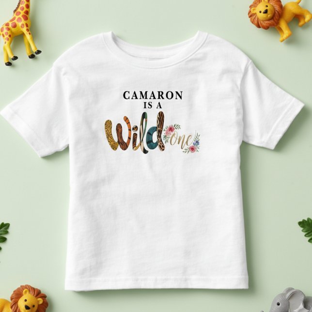 T-shirt Pour Les Tous Petits Cute Wild Un 1er Anniversaire Jungle (Créateur téléchargé)