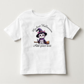 T-shirt Pour Les Tous Petits Cute Witch Cat – Kawaii Halloween Toddler Shirt