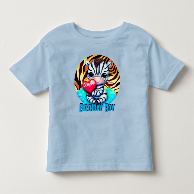 T-shirt Pour Les Tous Petits Cute Zebra Birthday Boy (Devant)