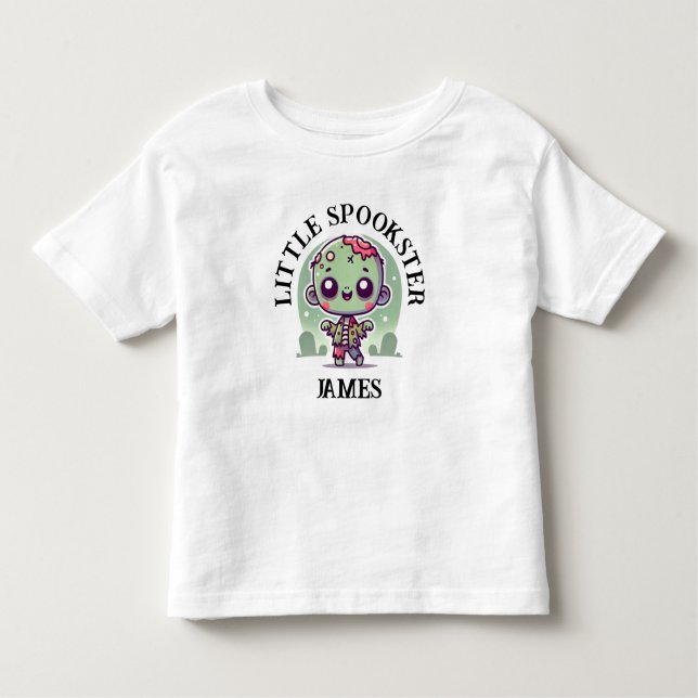 T-shirt Pour Les Tous Petits Cute, Zombie Éffrayant, Nom Personnalisé, Hallowee (Devant)