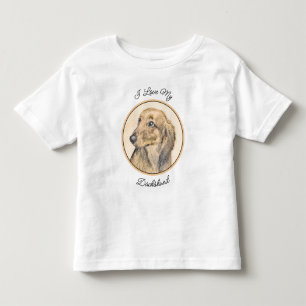 T-shirt Pour Les Tous Petits Dachshund (Longhaerien) Peinture - Art Chien origi