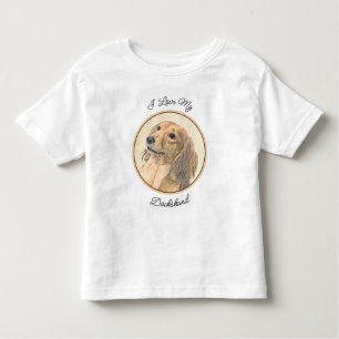 T-shirt Pour Les Tous Petits Dachshund (Longhaerien) Peinture - Art Chien origi
