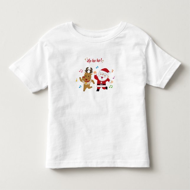 T-shirt Pour Les Tous Petits  Dancing Santa and Reindeer Christmas Party (Devant)