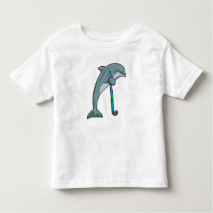 T-shirt Pour Les Tous Petits Dauphin à Hockey avec bâton de hockey