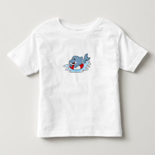 T-shirt Pour Les Tous Petits Dauphin à la natation avec anneau de natation.PNG