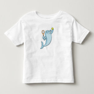 T-shirt Pour Les Tous Petits Dauphin au tennis avec une raquette de tennis