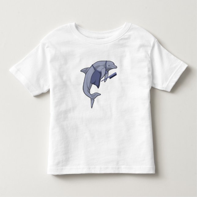 T-shirt Pour Les Tous Petits Dauphin en coiffeur avec peigne (Devant)
