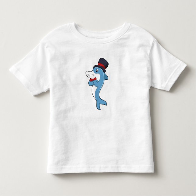 T-shirt Pour Les Tous Petits Dauphin en gentleman avec chapeau (Devant)