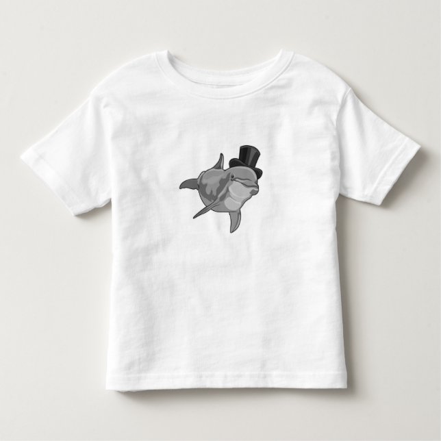 T-shirt Pour Les Tous Petits Dauphin en tant que Gentleman avec chapeau supérie (Devant)
