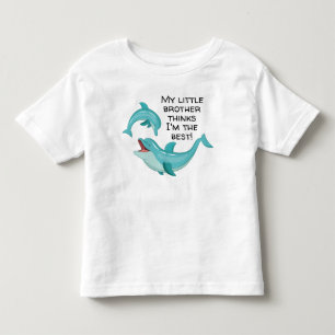 T-shirt Pour Les Tous Petits Dauphin Heureux Mon Petit Frère Pense Que Je Suis 