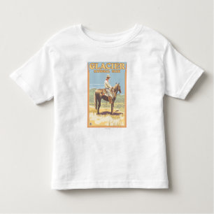 T-shirt Pour Les Tous Petits De cowboy parc national de glacier à cheval -,