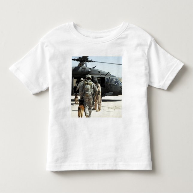 T-shirt Pour Les Tous Petits Des maîtres-chiens militaires embarquent un hélico (Devant)