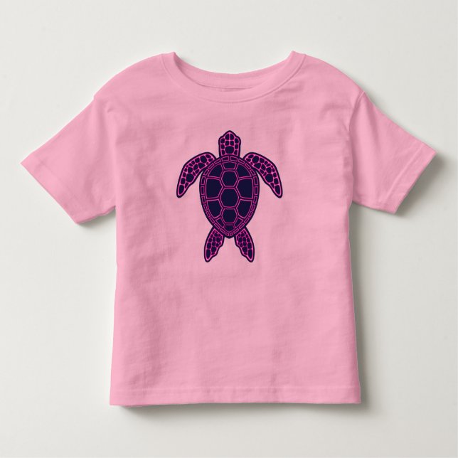 T-shirt Pour Les Tous Petits Design de tortue marine rose chaud (Devant)