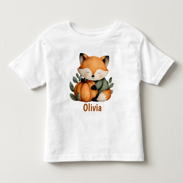 T-shirt Pour Les Tous Petits Design Halloween Citrouille Fox personnalisé (Devant)