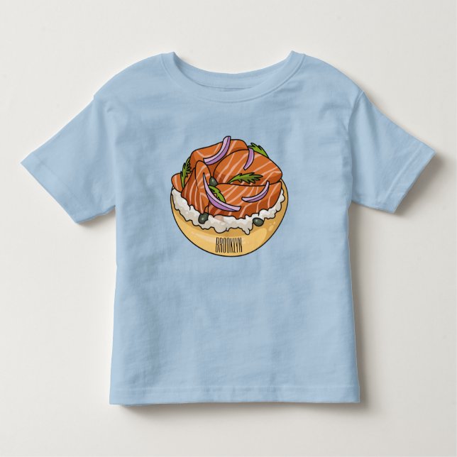 T-shirt Pour Les Tous Petits dessin animé de bagel saumon (Devant)