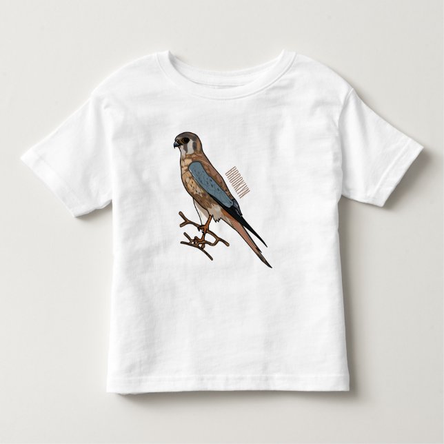 T-shirt Pour Les Tous Petits dessin animé d'oiseau-kestrel américain (Devant)
