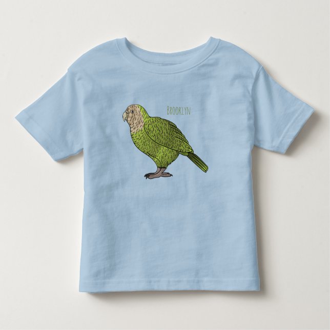 T-shirt Pour Les Tous Petits dessin animé d'oiseaux de Kakapo (Devant)