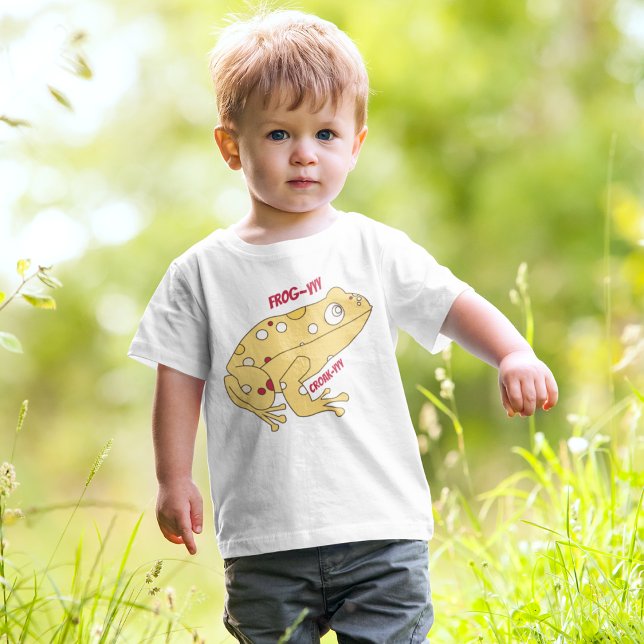 T-shirt Pour Les Tous Petits Dessin de grenouille jaune (cute yellow frog toddler baby t-shirt.)