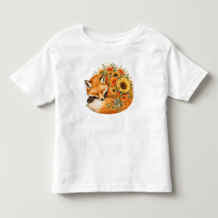 T-shirt Pour Les Tous Petits Dessin de tournesol renard aquarelle PNG Automne P