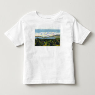 T-shirt Pour Les Tous Petits Dessus de la vue de ferme du monde du lac