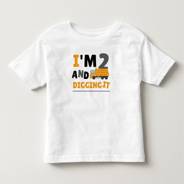 T-shirt Pour Les Tous Petits Deux 2e année 2e anniversaire Construction Garçon  (Devant)