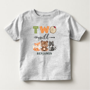 T-shirt Pour Les Tous Petits Deux animaux sauvages de bois personnalisés 2e ann