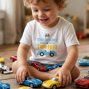 T-shirt Pour Les Tous Petits Deux courses de voitures rapides pour une fête d'a