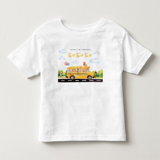 T-shirt Pour Les Tous Petits Deux deux deux autobus scolaires Anniversaire T-sh (Devant)