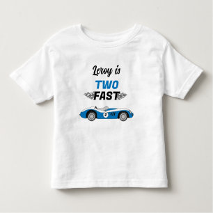 T-shirt Pour Les Tous Petits Deux Fast Blue Vintage Race Car Boy Anniversaire