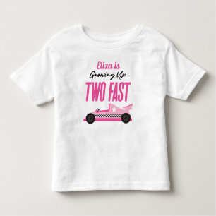 T-shirt Pour Les Tous Petits Deux Fast Pink Race Car 2e fête d'anniversaire