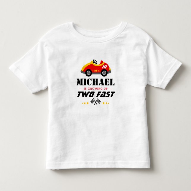 T-shirt Pour Les Tous Petits Deux Fast Race Car deuxième anniversaire (Devant)