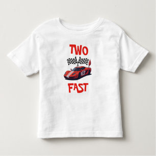 T-shirt Pour Les Tous Petits Deux Fast Red Race Car deuxième anniversaire