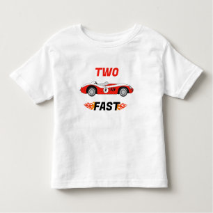 T-shirt Pour Les Tous Petits Deux Fast Red Vintage Race Car Boy 2e anniversaire